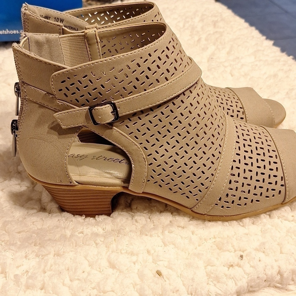 Womens Easy Street zipper open toe NWT open toe ankle boots 10W - Picture 3 of 7